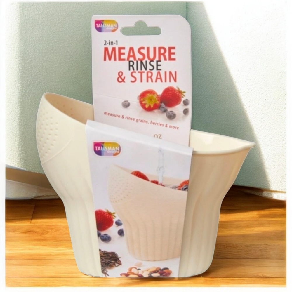 Talisman designs 2-in-1 measure rinse & strain strainer bpa-free fda safe